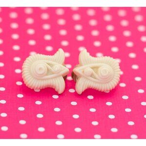 Vintage White Celtic Clip On Earrings by Avon - P14